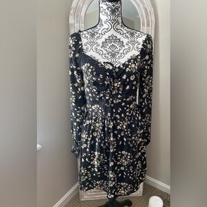 Charlotte Russe Black and White Floral Long Sleeve Dress